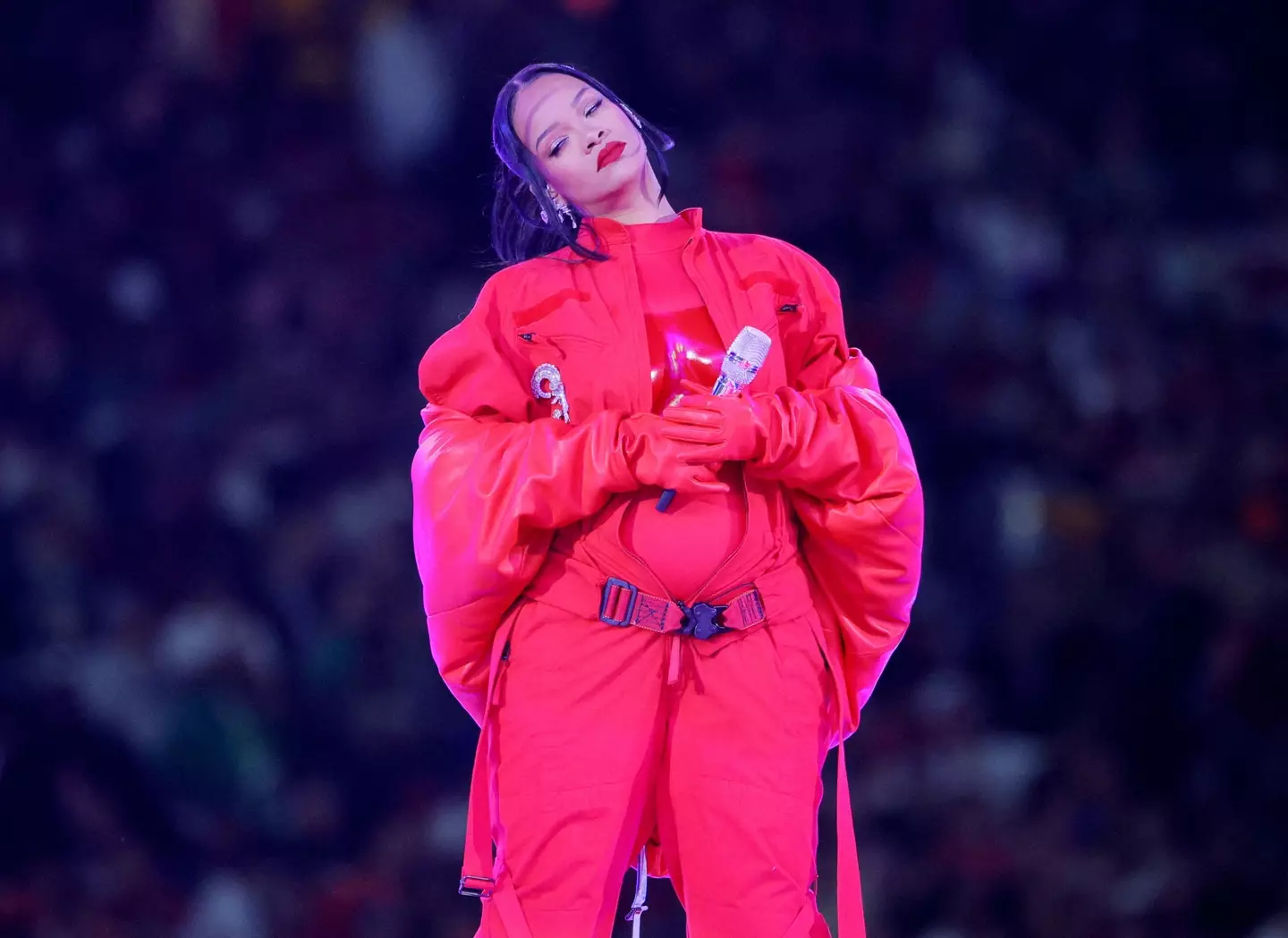 Rihanna revealed she is pregnant during the performance.