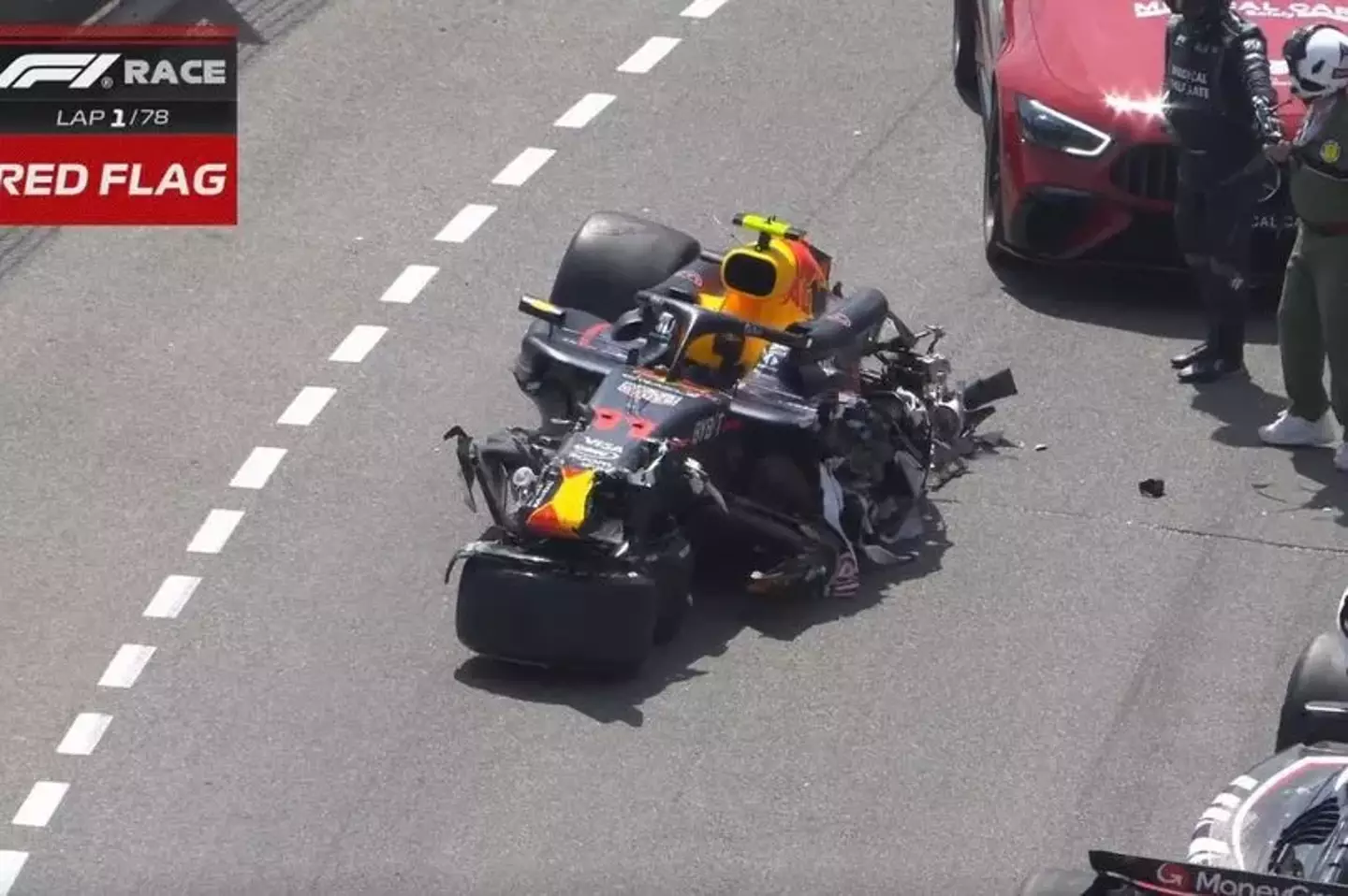 The crash looked brutal. (F1 TV)