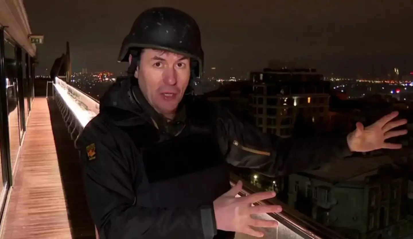 CNN's Matthew Chance was forced to put on a flak jacket when a series of loud explosions were heard close by.