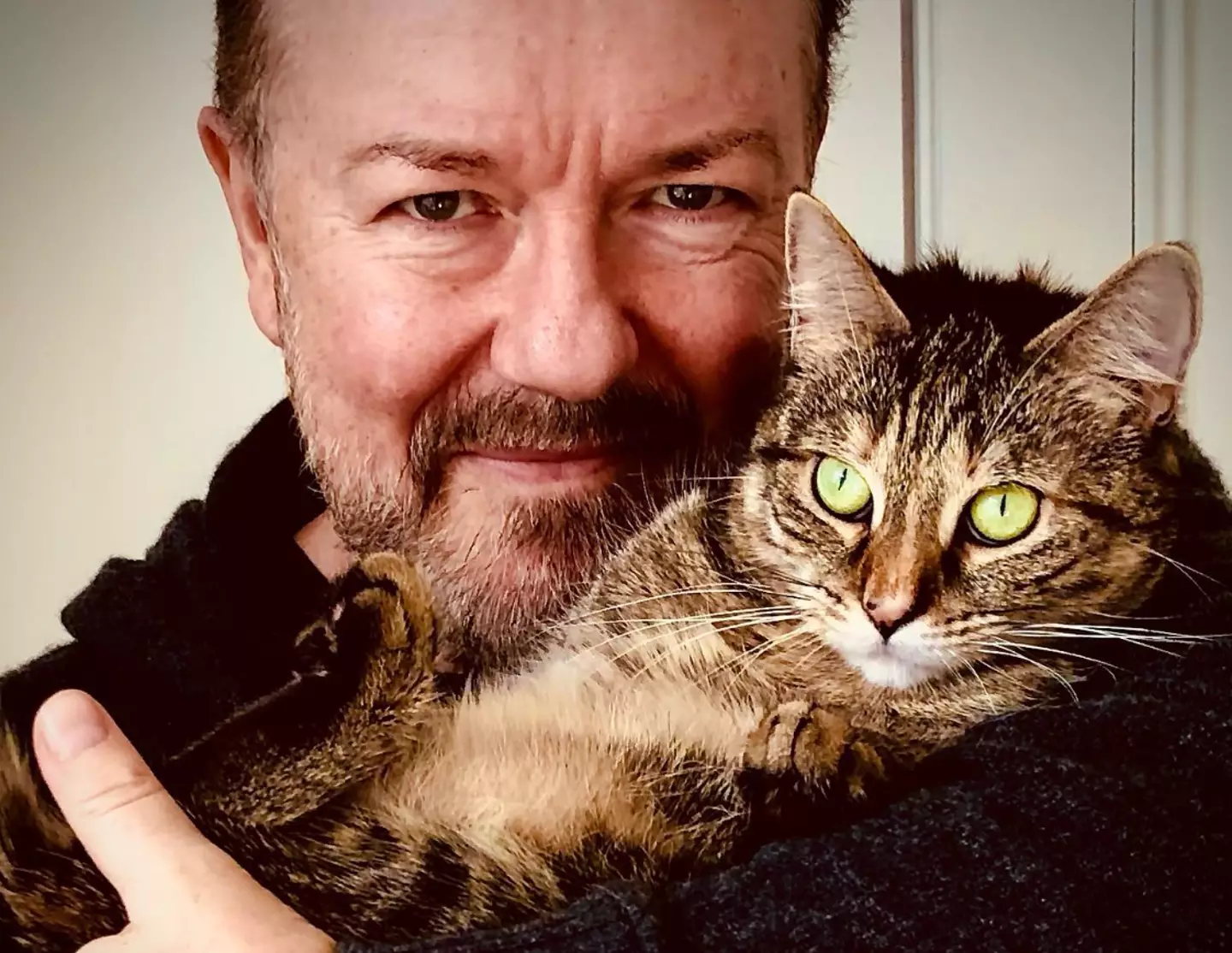 It sounds like Ricky Gervais needed some comforting while he was ill.