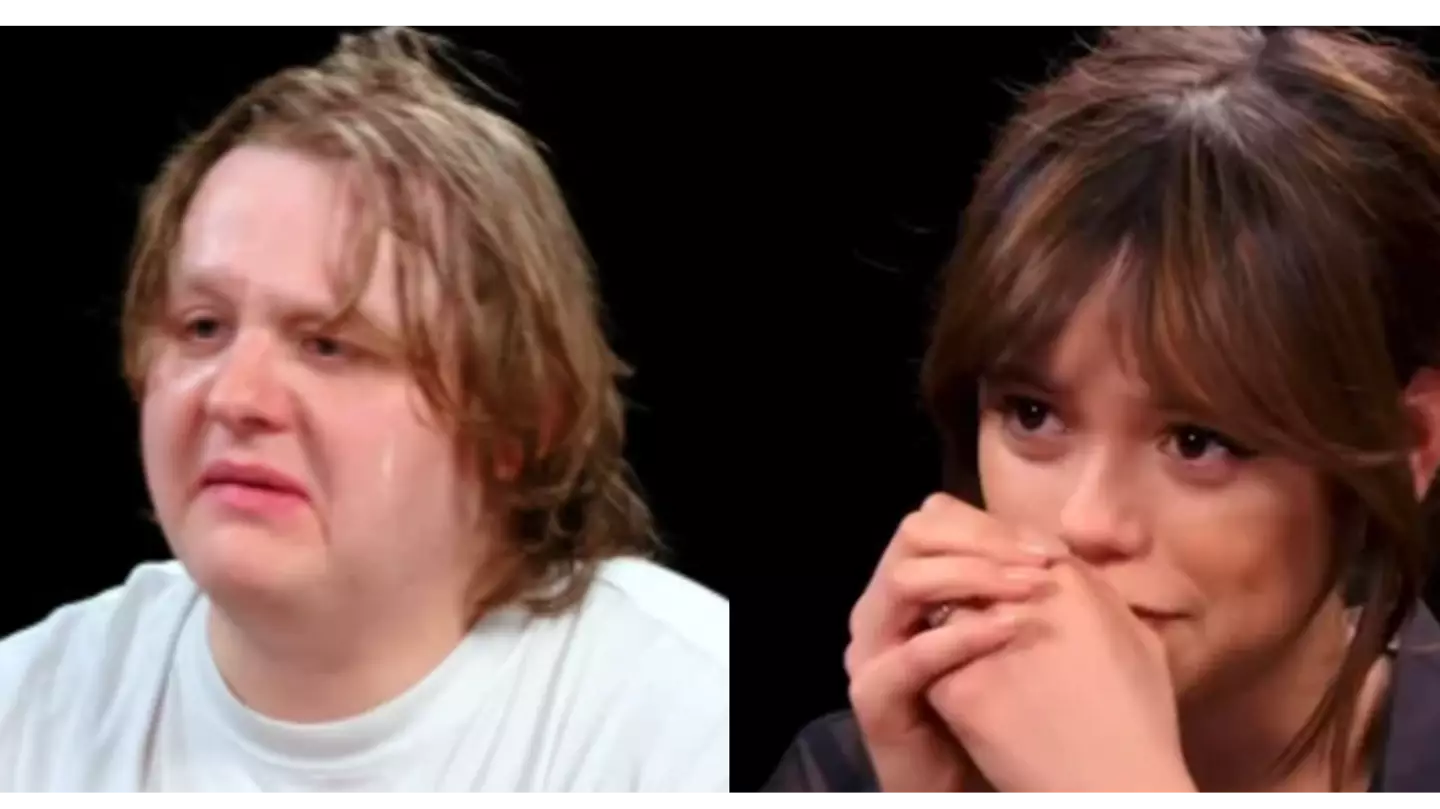 Lewis Capaldi says Jenna Ortega can 'f***ing handle a wing' as he starts crying in pain on Hot Ones