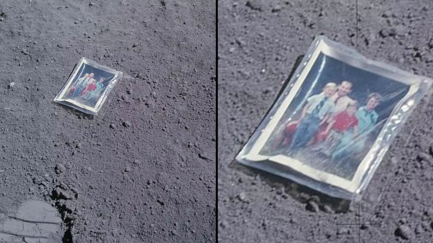 Clear photo of family has been left on moon for 50 years with a message for whoever finds it