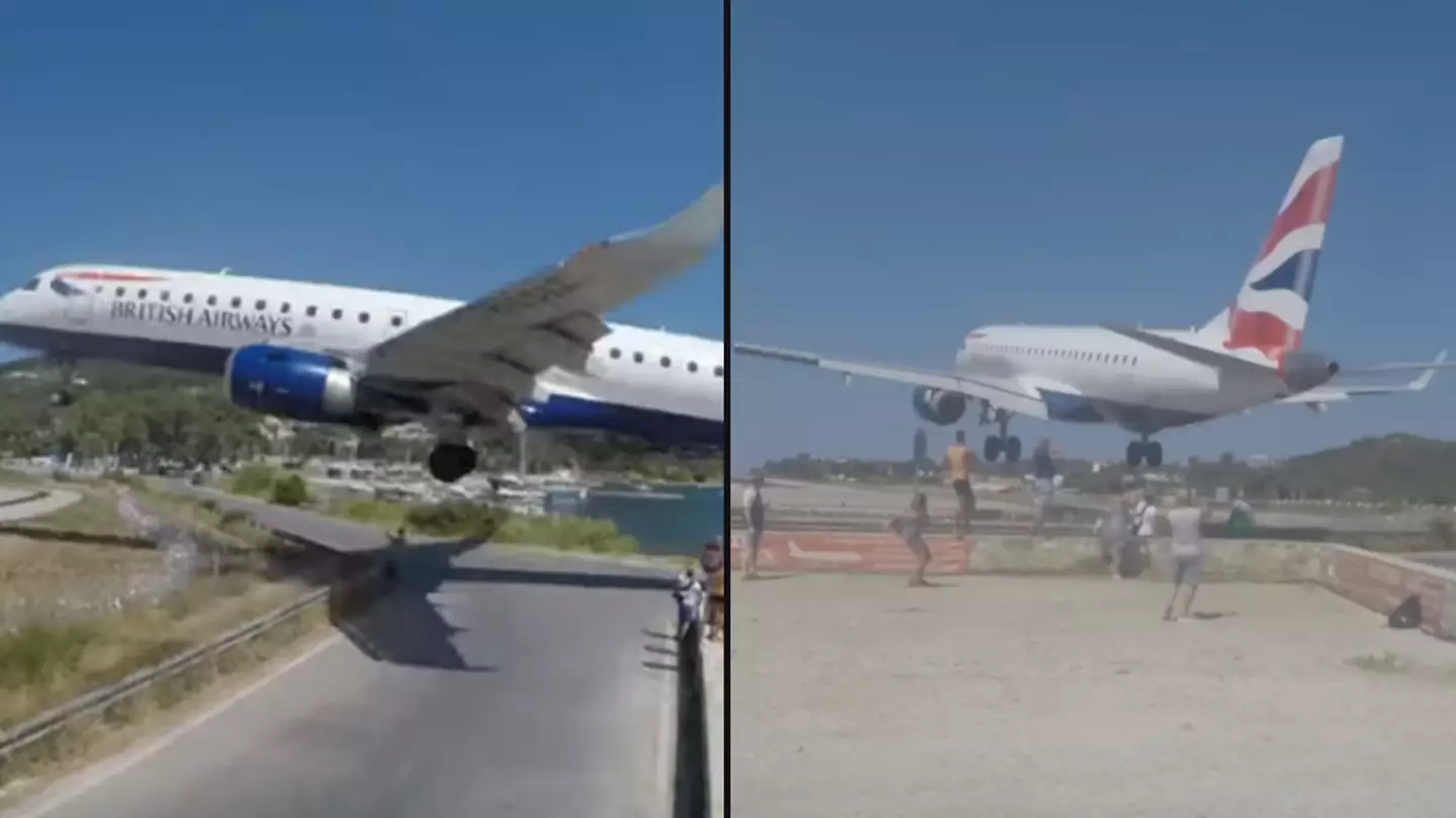 Scary moment BA plane makes high-stakes landing just over tourists’ heads