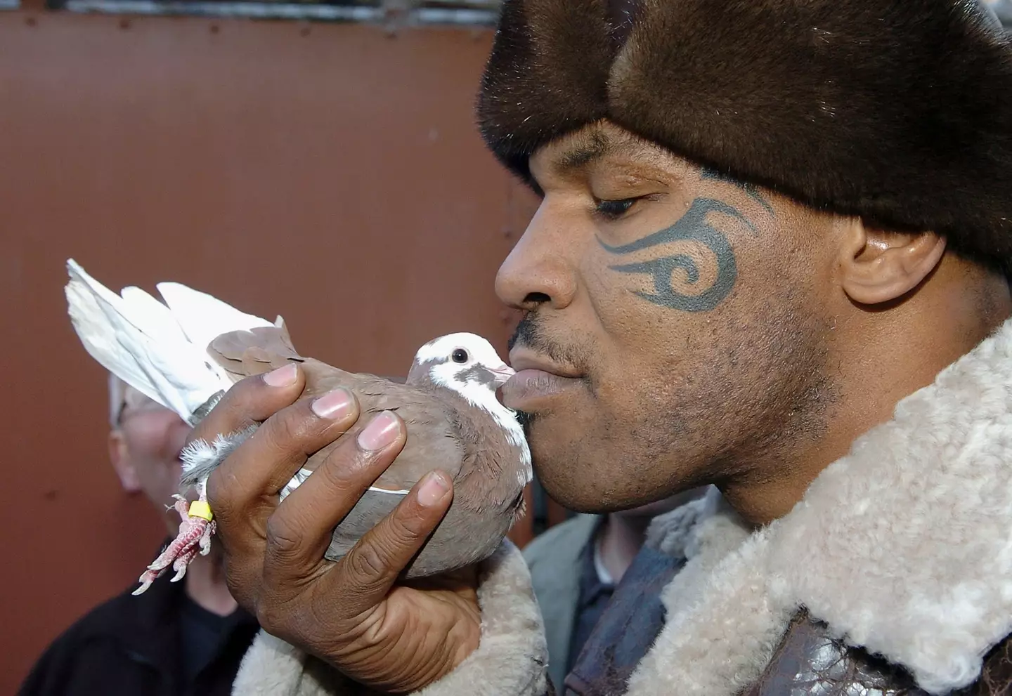 The 55-year-old with one of his pigeons.