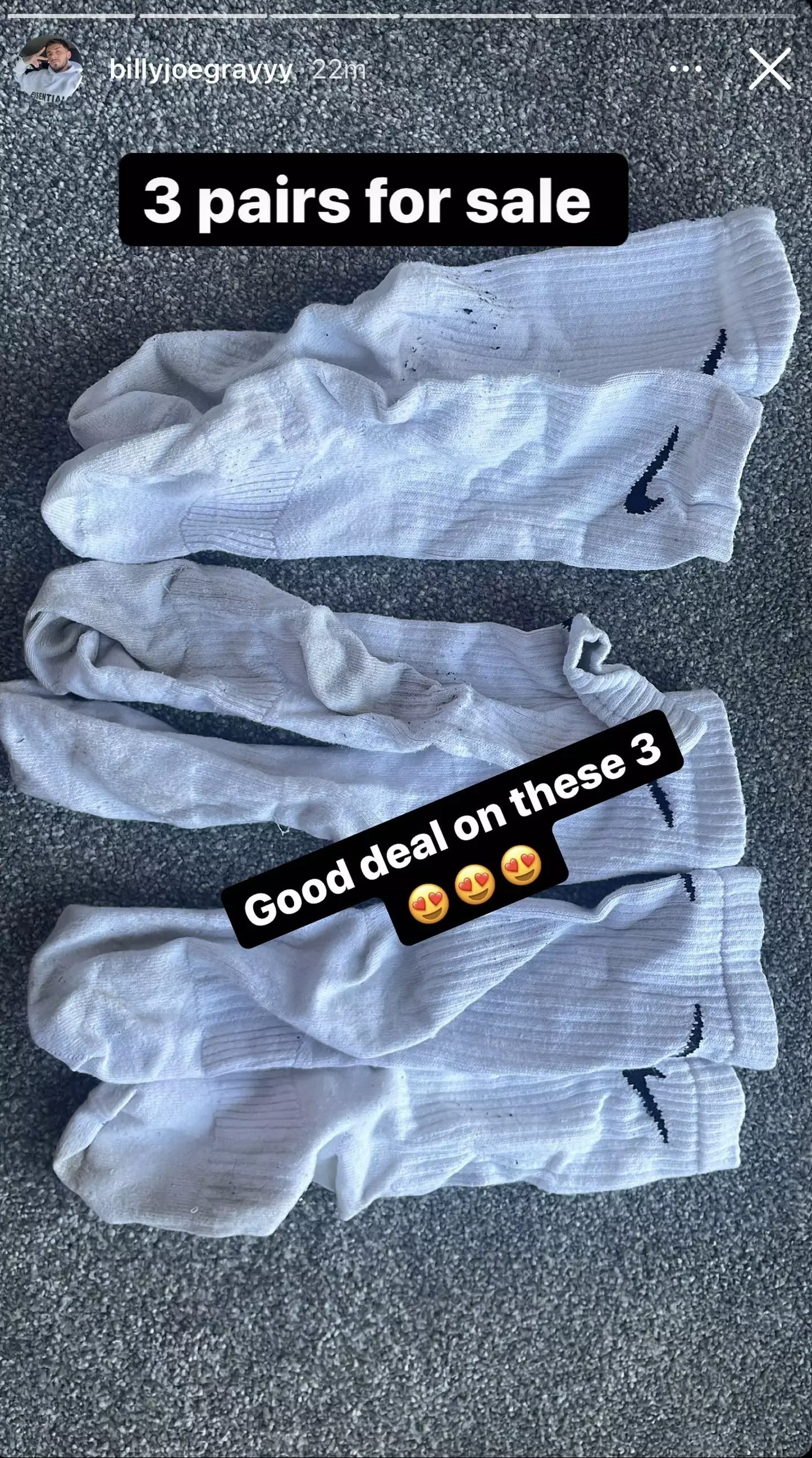 He sells the old socks for between £10 and £30 a pair.
