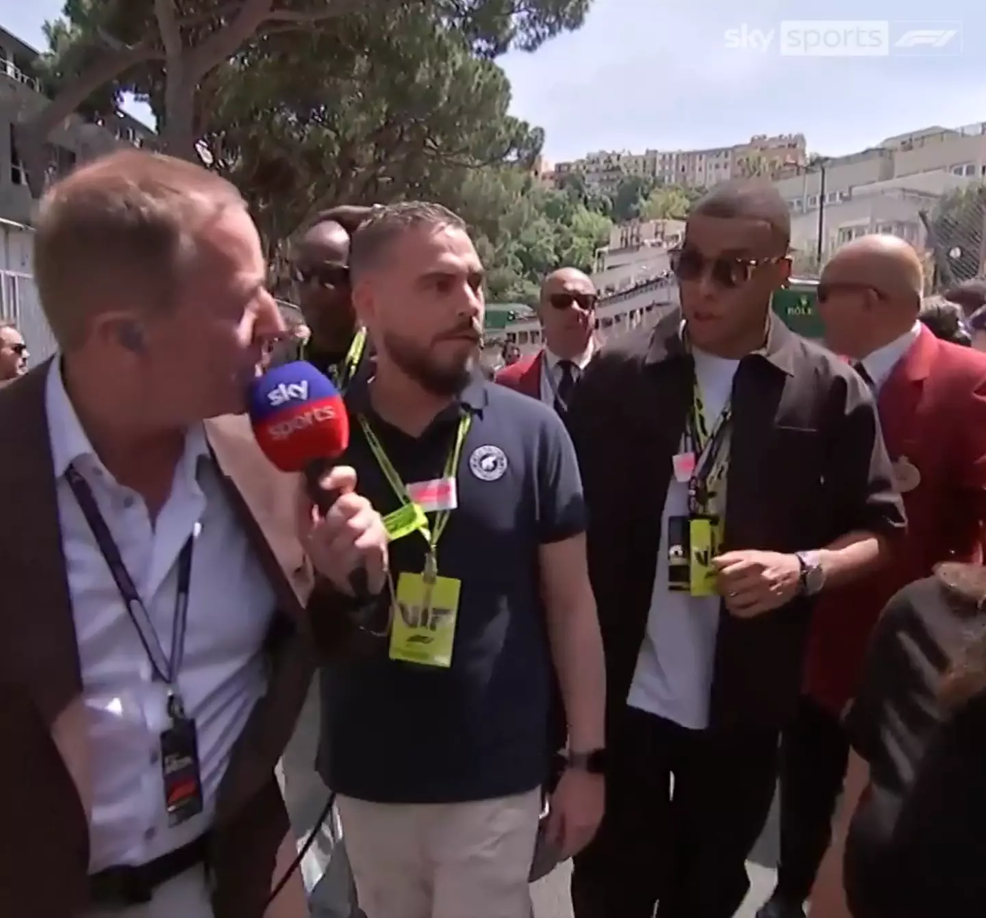 Once it was established who was in charge, Brundle got a few words out of Mbappe. (X/@SkySportsF1)