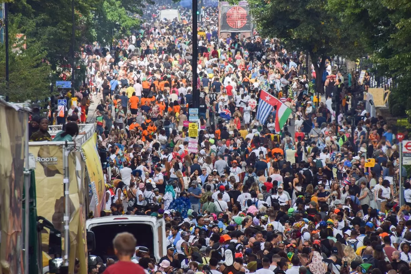 Crowds of people took over the streets of west London on bank holiday Monday as Notting Hill Carnival transformed the area into a party.