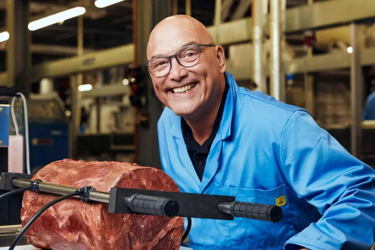 Gregg Wallace pictured with some 'human meat' which was obviously (to most) not actually from humans.