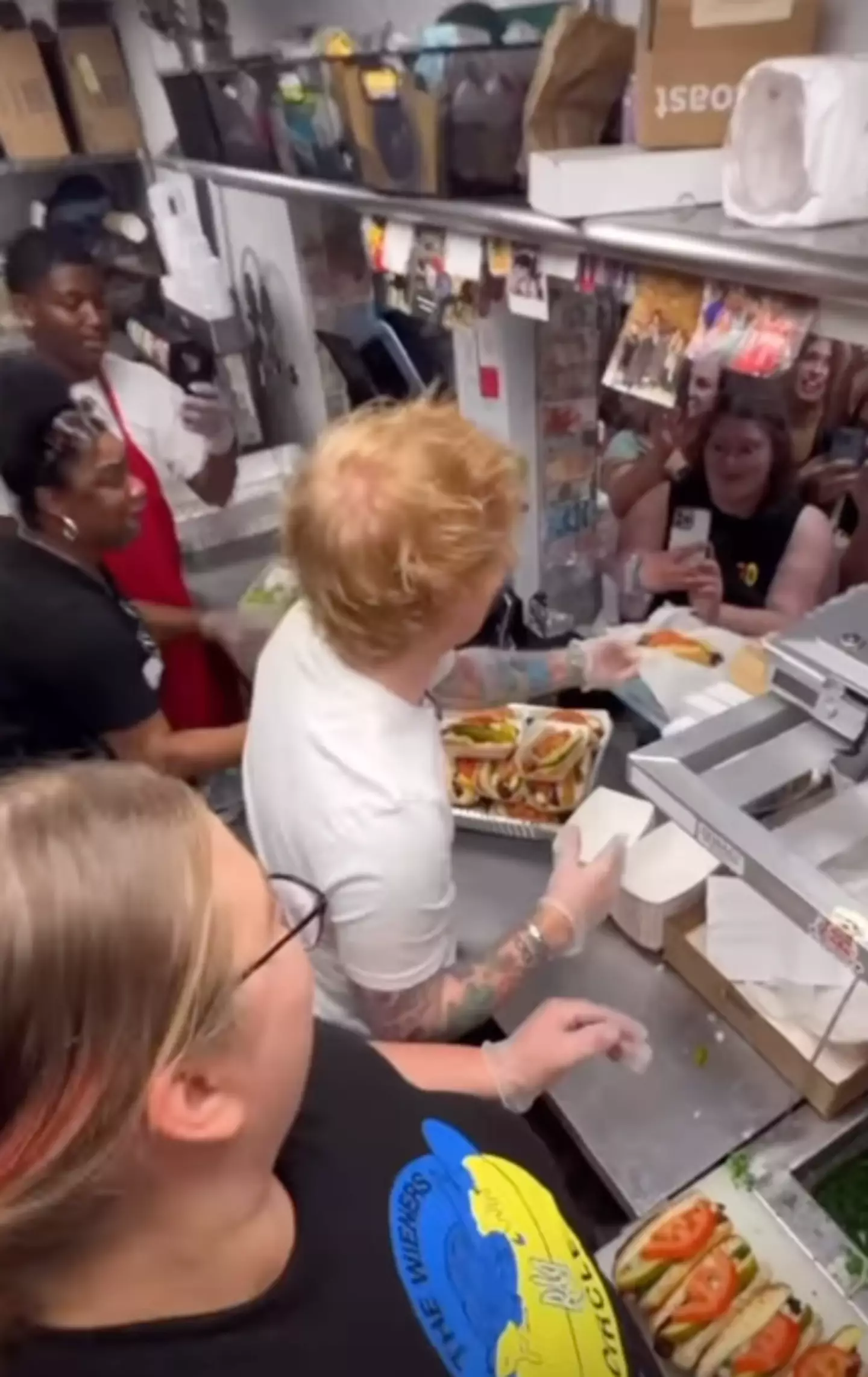 Ed Sheeran served hot dogs at The Wieners Circle.