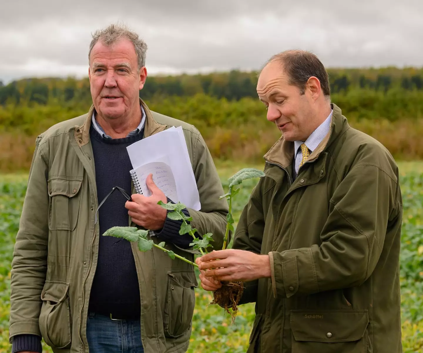 Clarkson with farm agronomist Charlie Ireland. (Amazon Prime Video)