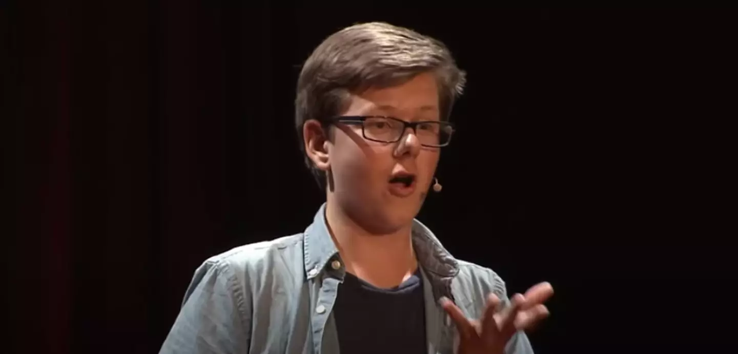 Erik giving a TED Talk aged 15.