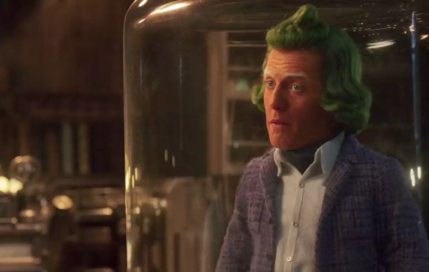 Hugh Grant as an Oompa Loompa in the upcoming Wonka.