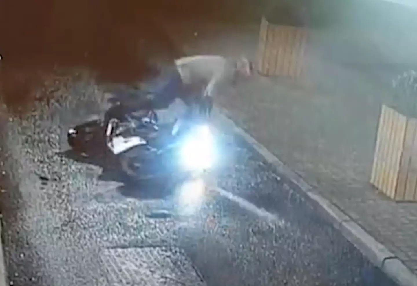 Cameron Dixon was caught on CCTV falling off his bike while drunk.