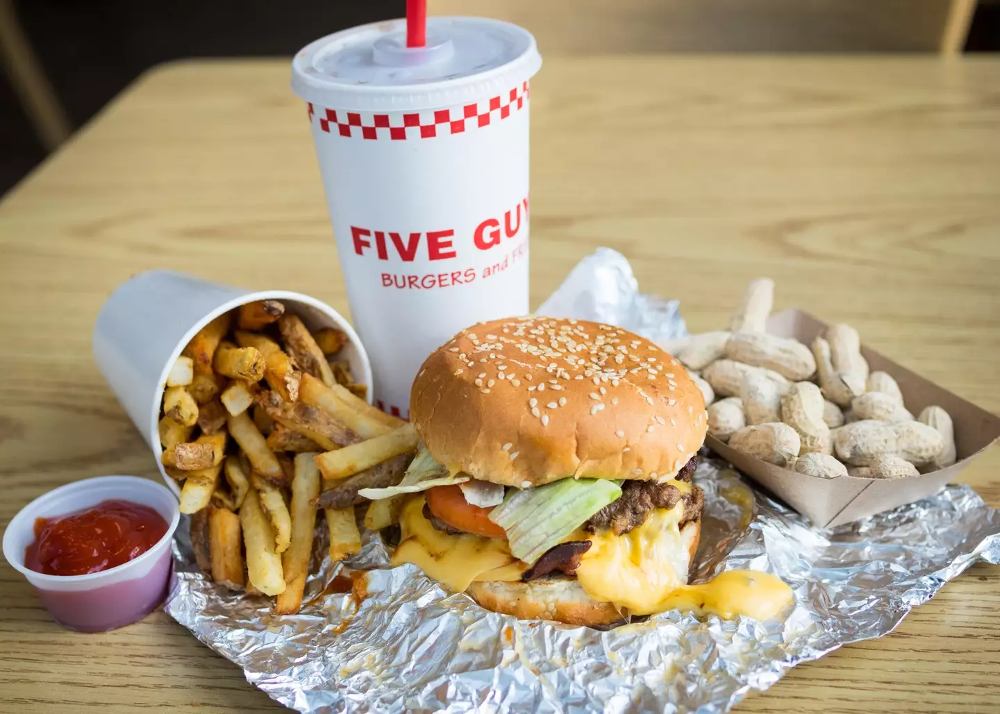 No matter what size meal you order, you’ll always get a ‘topper’ of fries added on at Five Guys.
