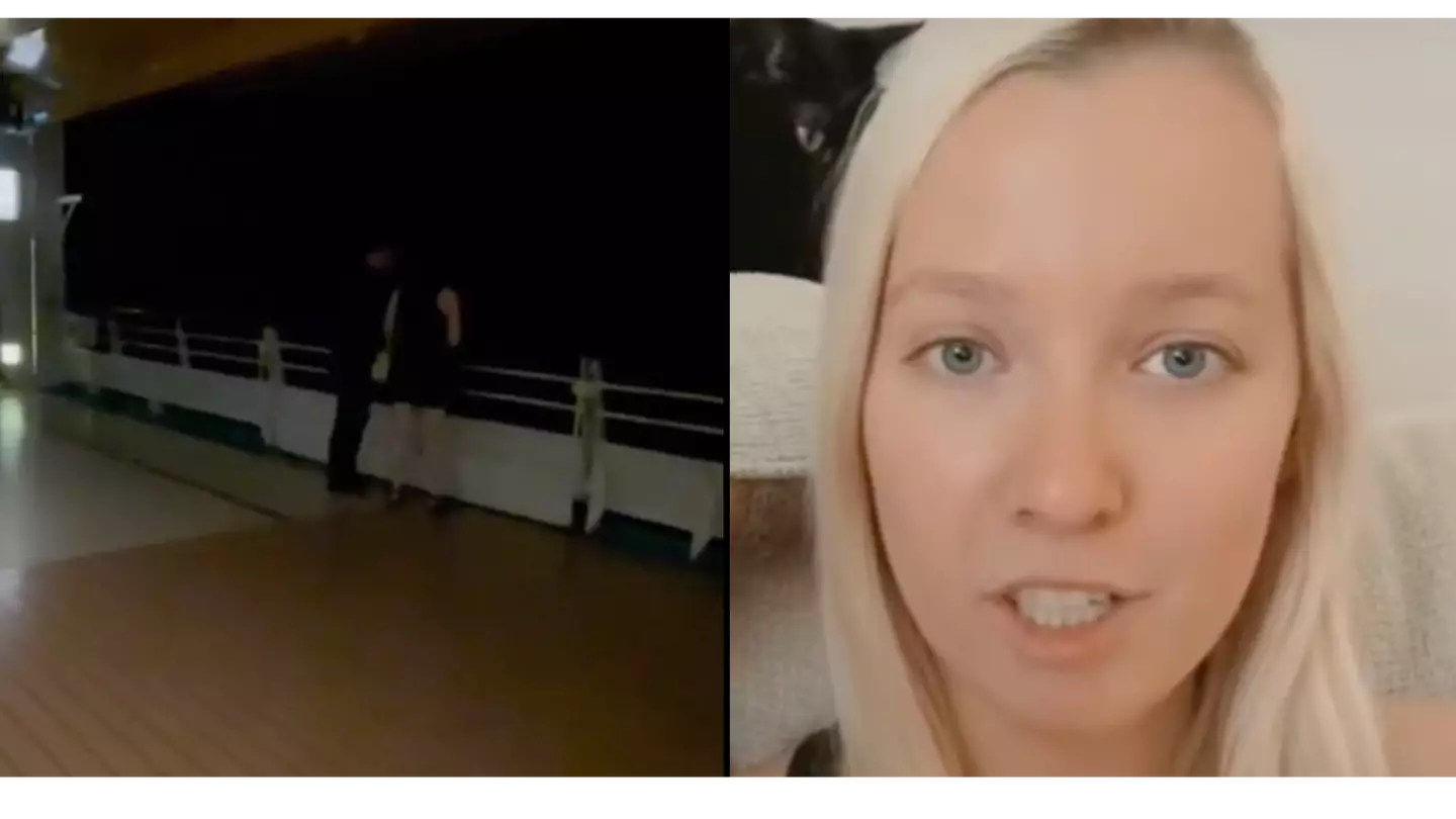 Woman walks over to deck to show terrifying reality of cruises at night