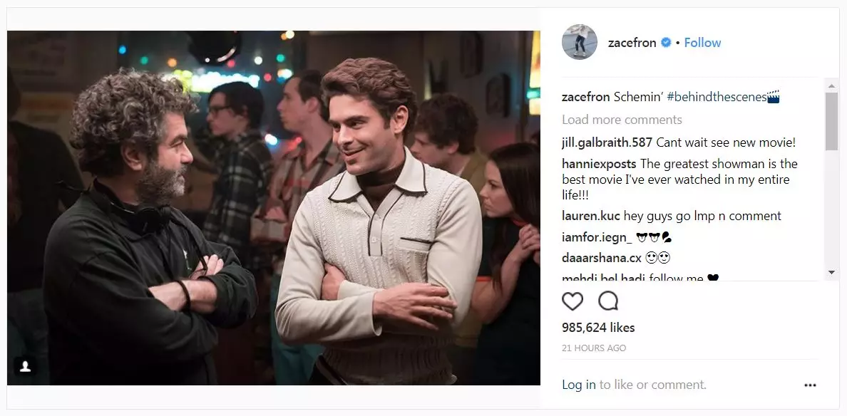 Here's Zac's latest snap as Ted Bundy. Credit Zac Efron on Instagram