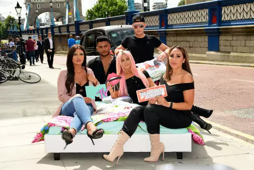 A different group of Geordie Shore cast members down by the Tyne Bridge in more recent times.