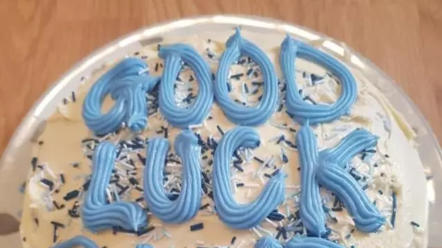 Mum Bakes Son A Good Luck Cake With Accidental Offensive Message