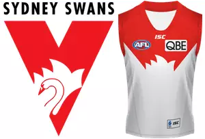 The Sydney Swans' iconic jersey and logo.