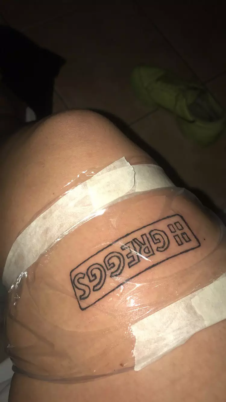 The 19-year-old shared the picture of her Greggs tattoo on Twitter.