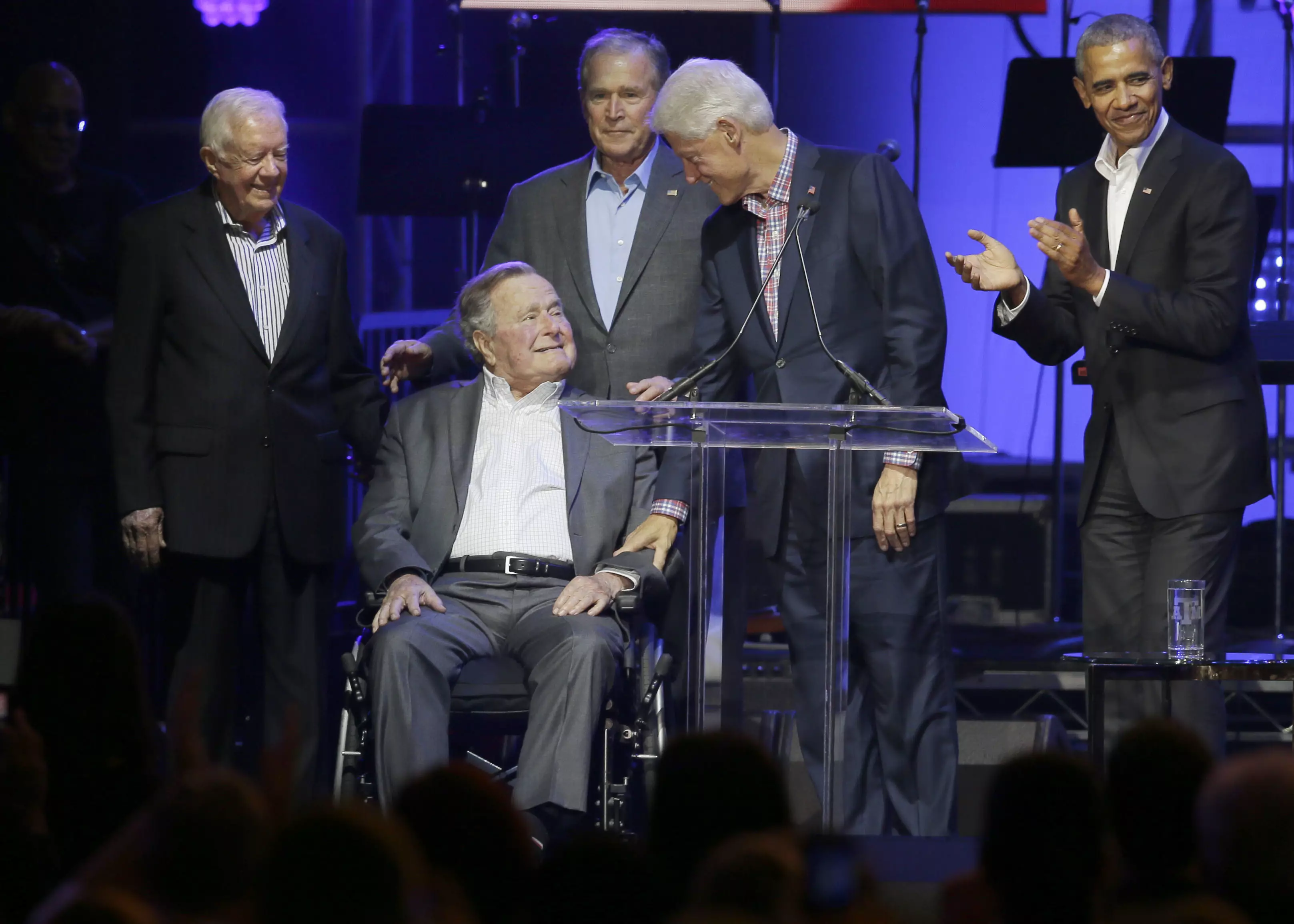 George HW Bush with former Presidents