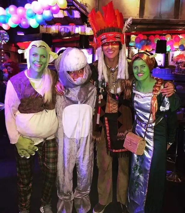 Luiz enjoys his birthday with some of the Chelsea Women's team who had a themed outfit. Image: PA Images
