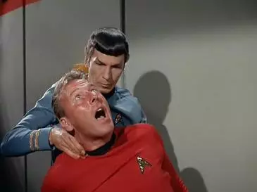 Spock using the Vulcan Nerve Grip to incapacitate people in 'Star Trek'.
