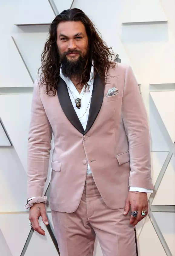 Jason Momoa at the Oscars, also in pink.