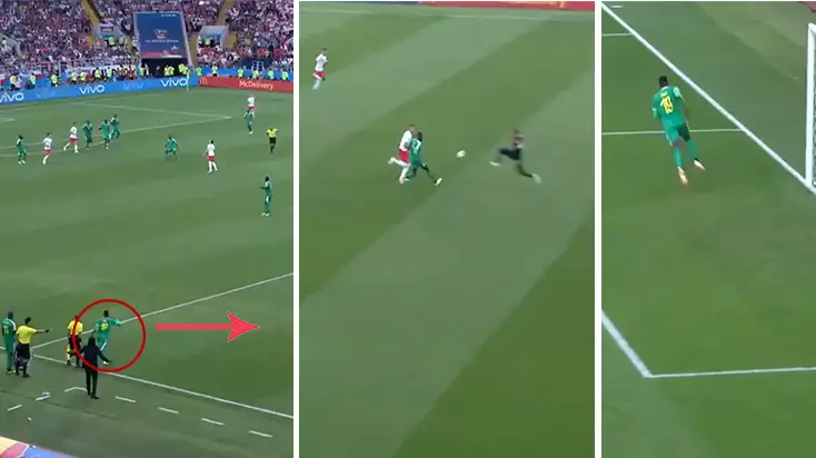 Senegal Player Cleverly Sneaks On The Pitch To Grab Goal