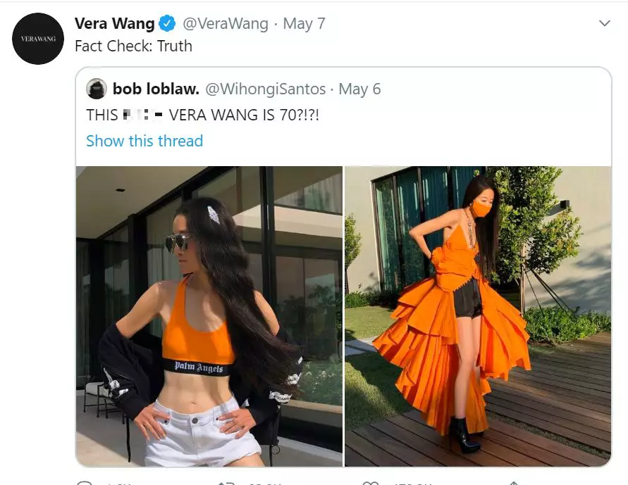 Fashion Designer Vera Wang Confirms She Is 70 Years Old