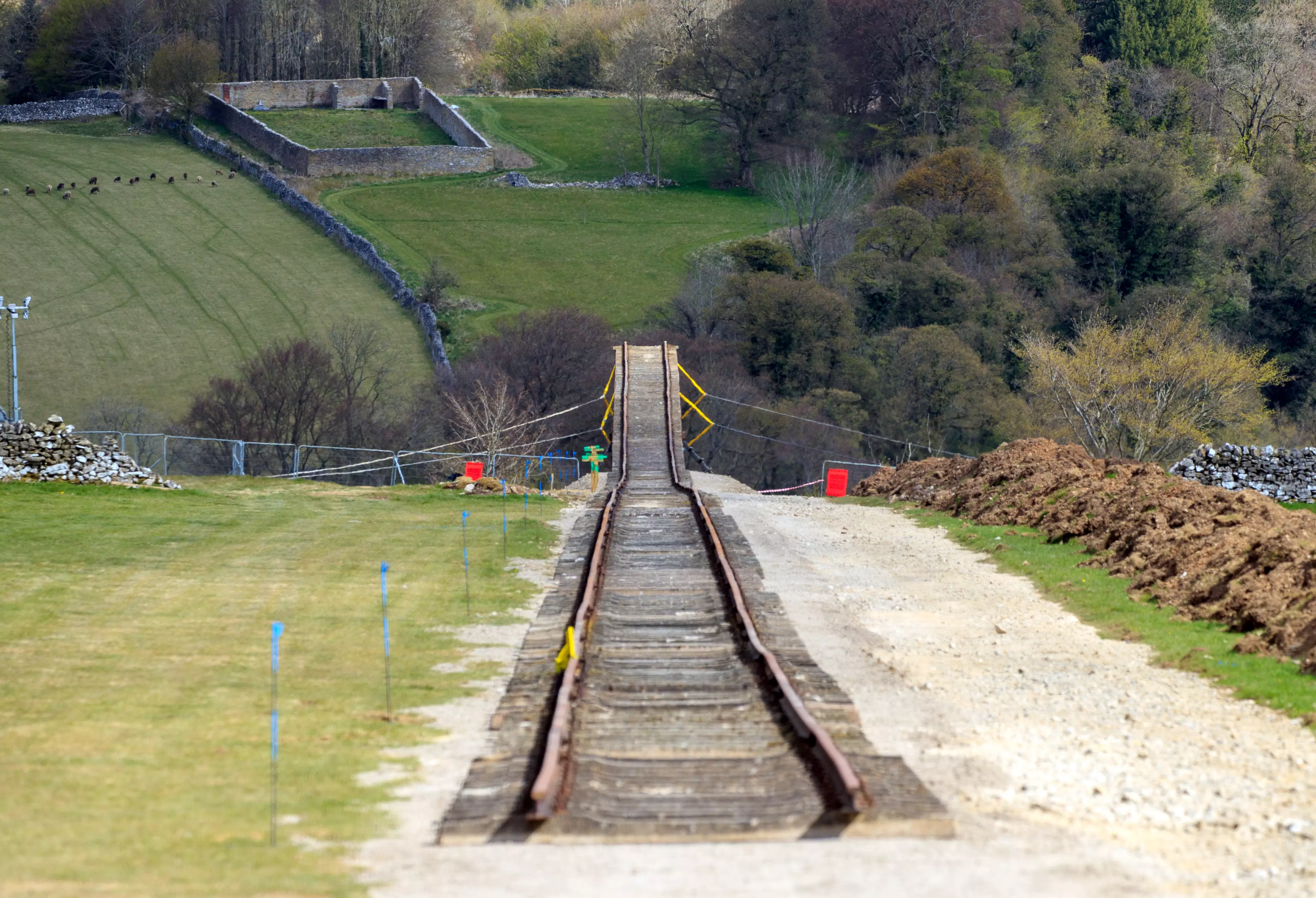 The train track in Stoney Middleton, Derbyshire for Tom Cruise's Mission: Impossible stunt. (