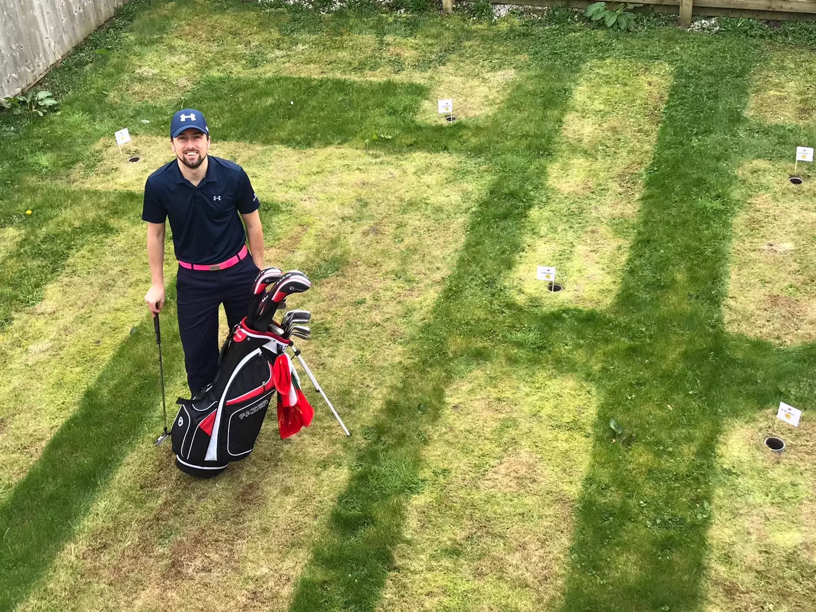 Sam with his DIY golf course.
