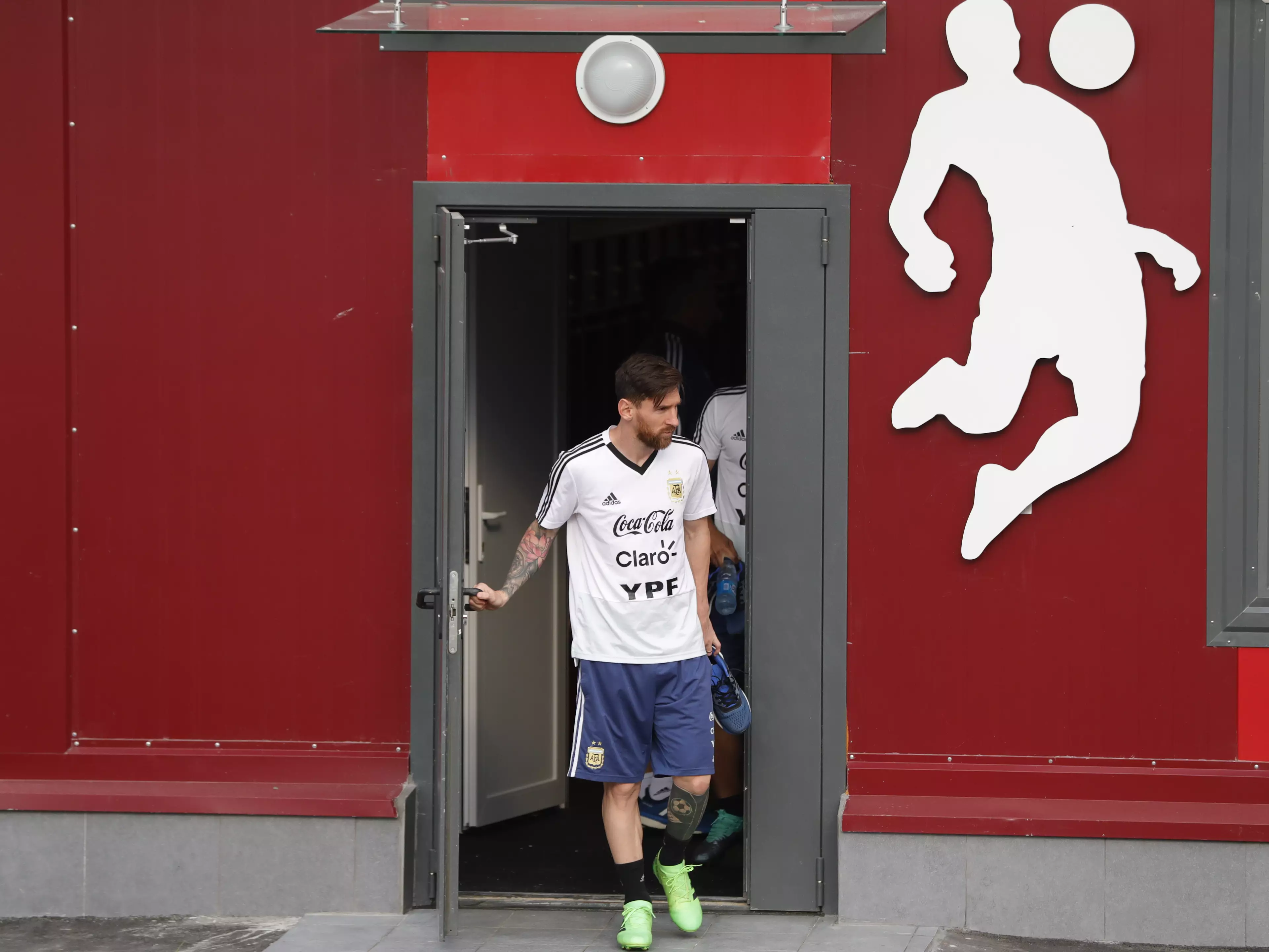 Messi at Argentina's training camp. Image: PA Images