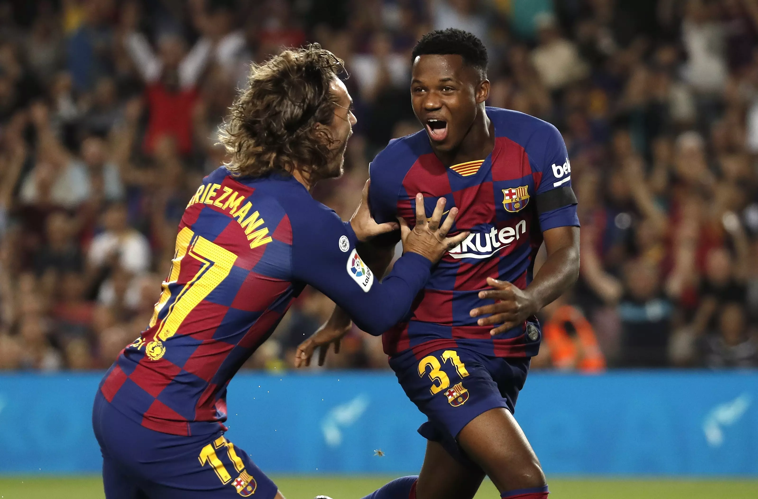 Ansu Fati scored two minutes into his Barcelona full debut on Saturday night
