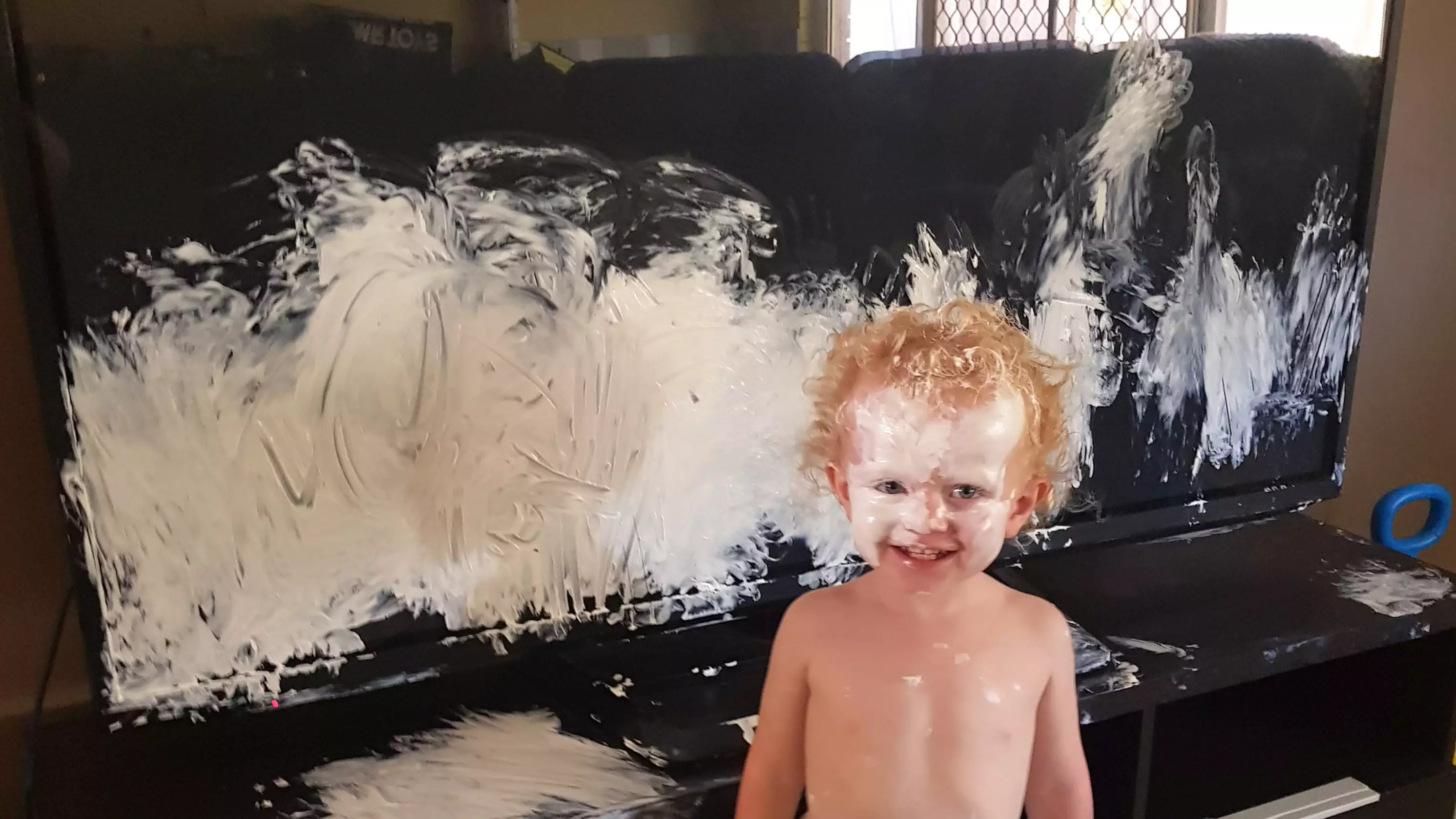 Toddler Covers £1,600 TV In Nappy Cream After Being Left Alone For Five Minutes