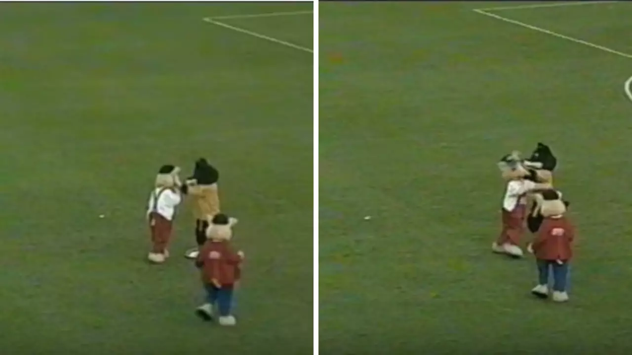 20 Years Ago Today, Wolves' Mascot Got Into A Scrap With Three Little Pigs
