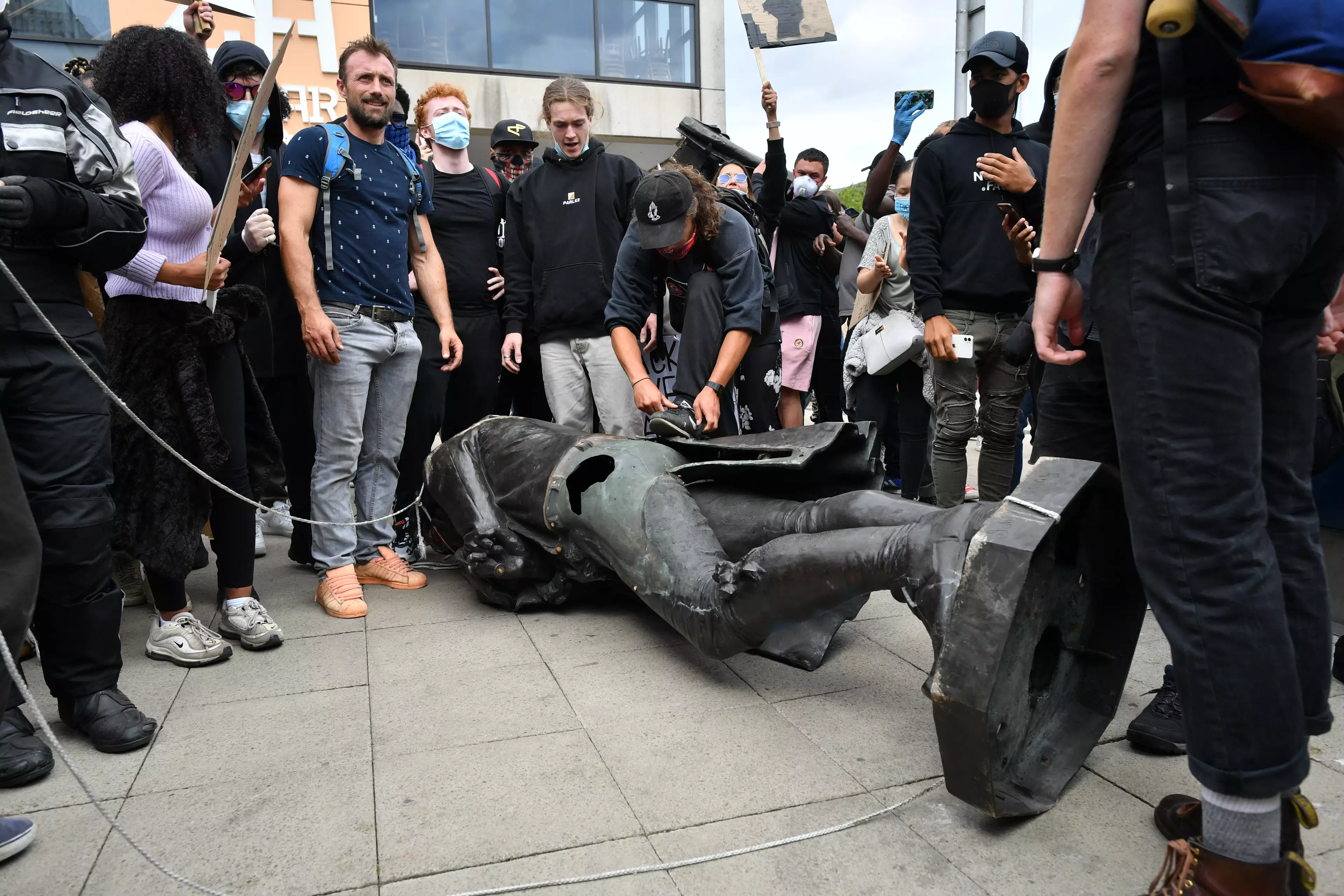 Protesters ripped down the statue to 17th century slave trader Edward Colston.