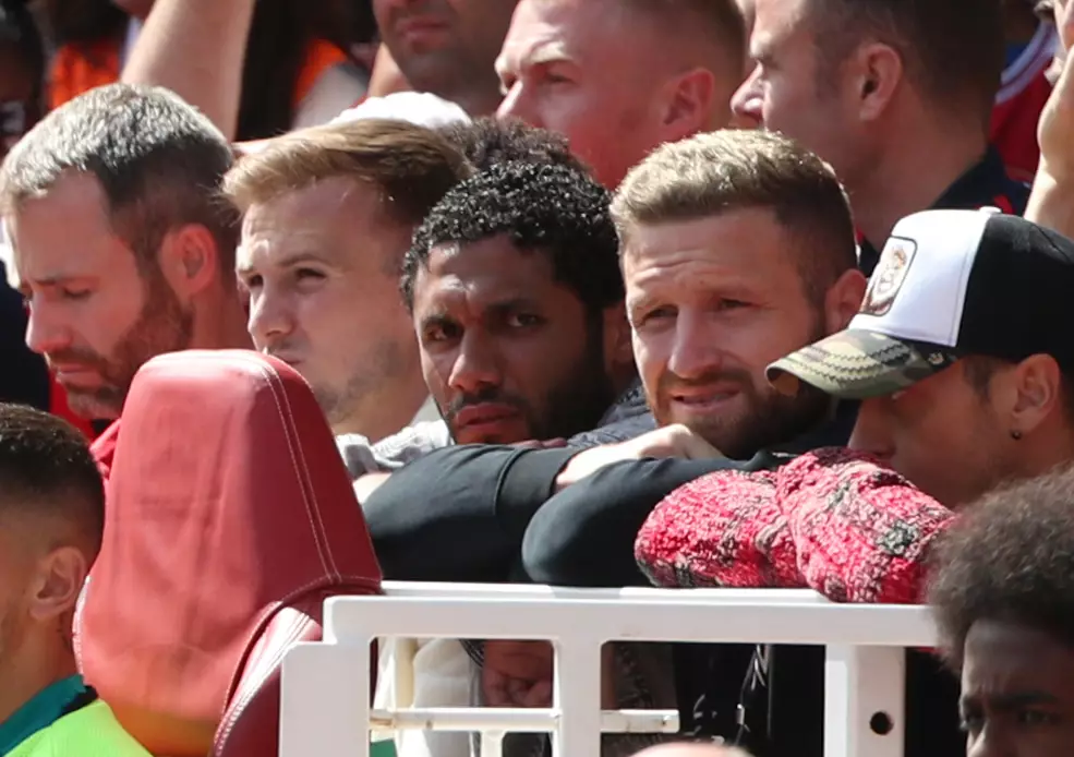 Mustafi has had to sit in the stands this season. Image: PA Images