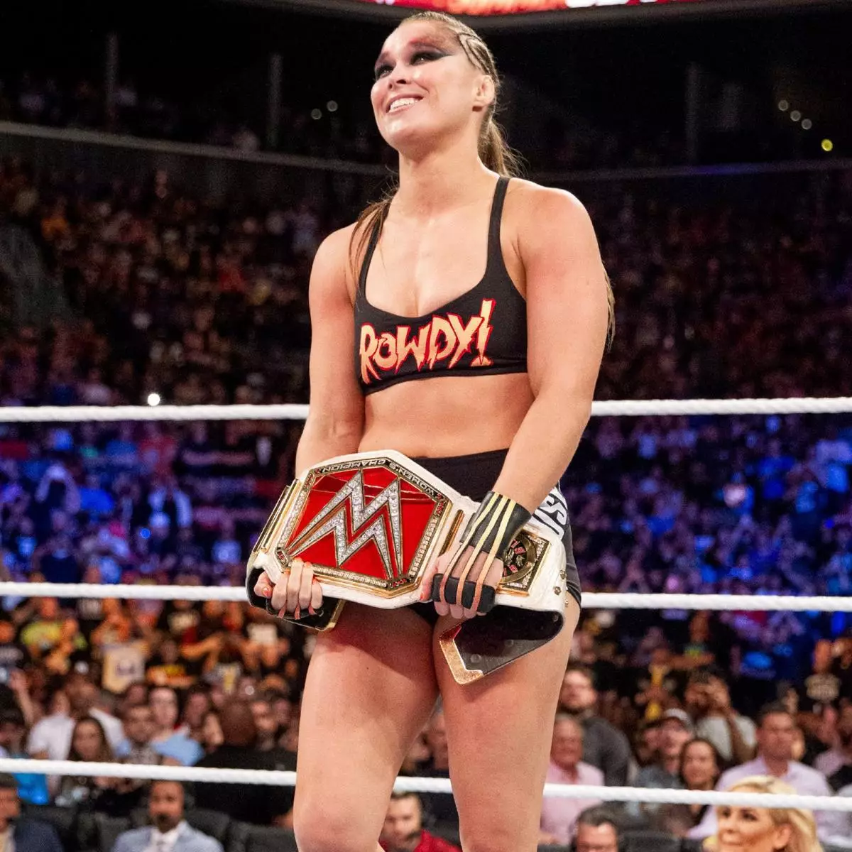 Rousey wins her first WWE title. Image: WWE