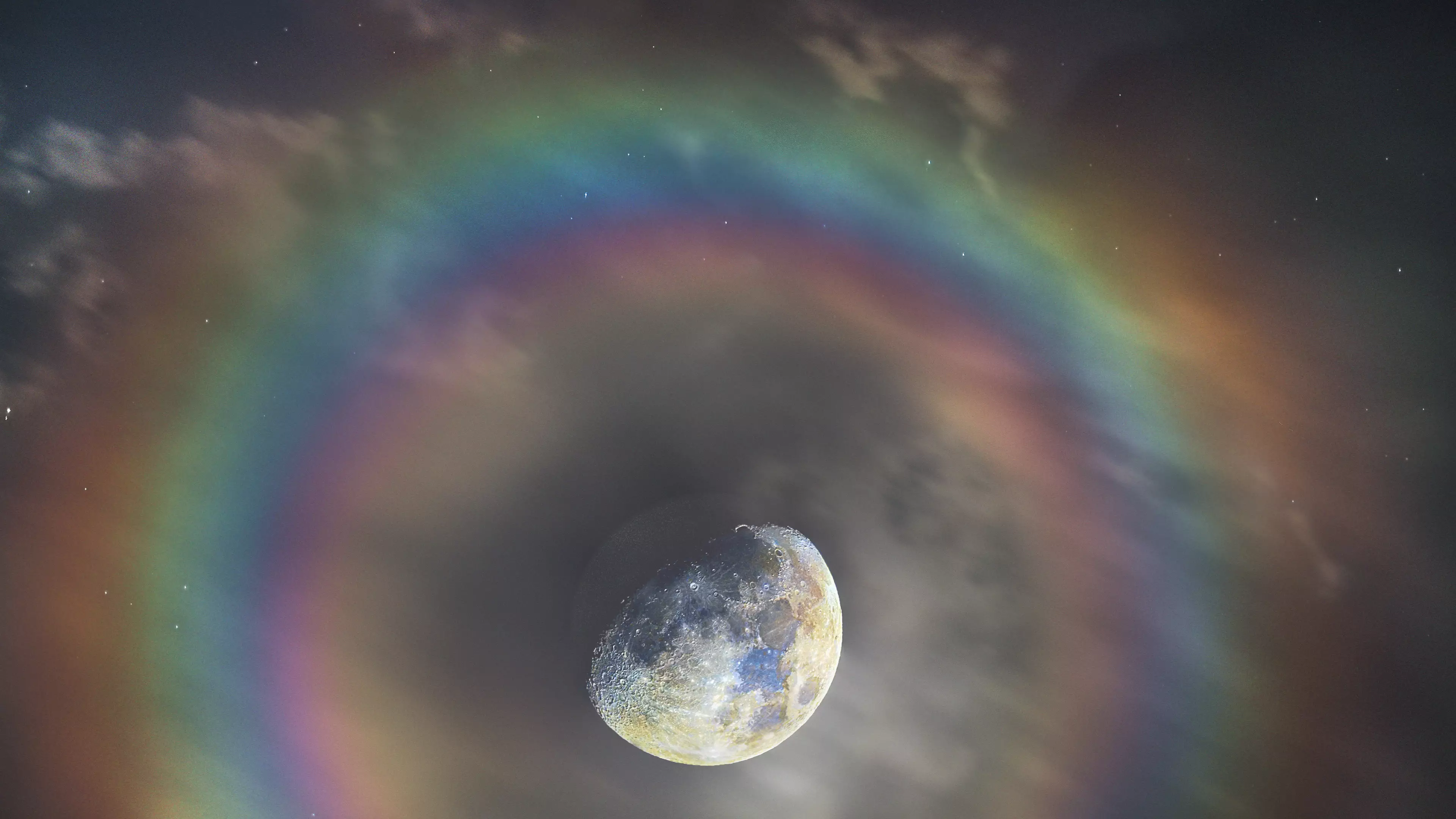 Stunning Photo Shows Moon With Celestial Rainbow