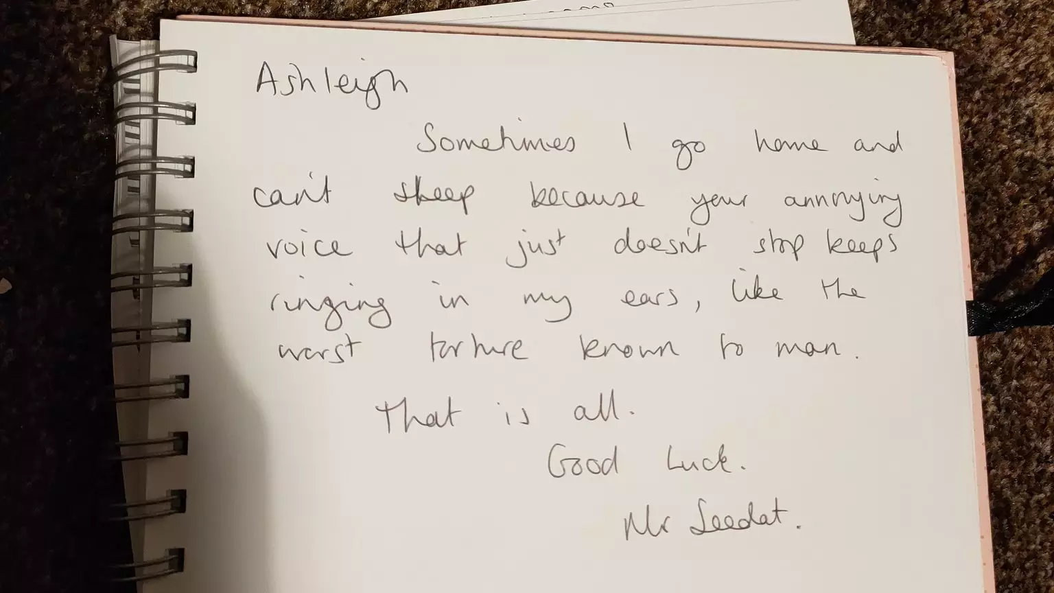 ​Woman Shares Savage Message School Teacher Left In Her Leaving Book