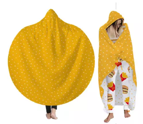 Big Mac inspired hooded blanket.