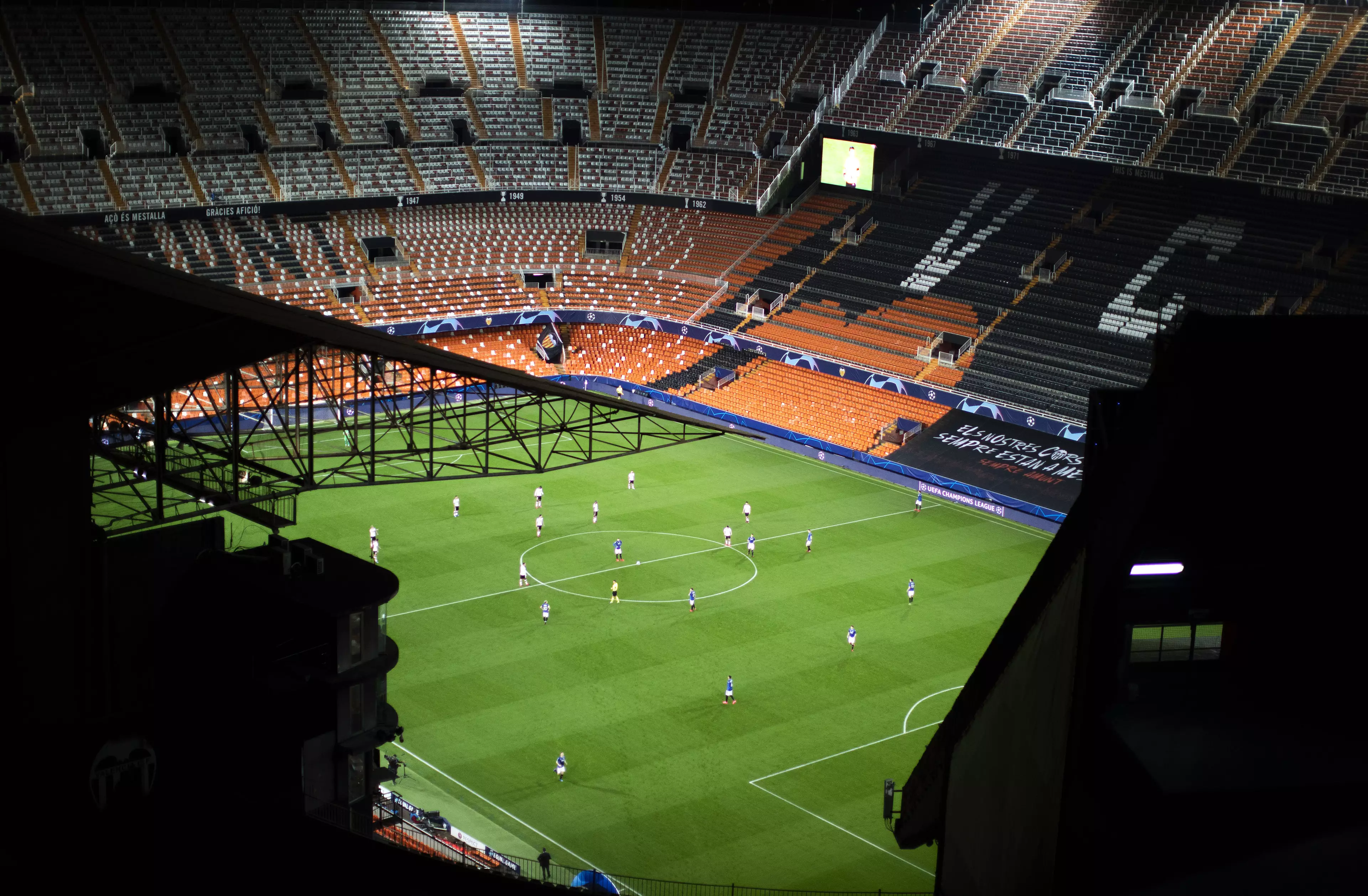 The empty stadium at Valencia. Image: PA Images