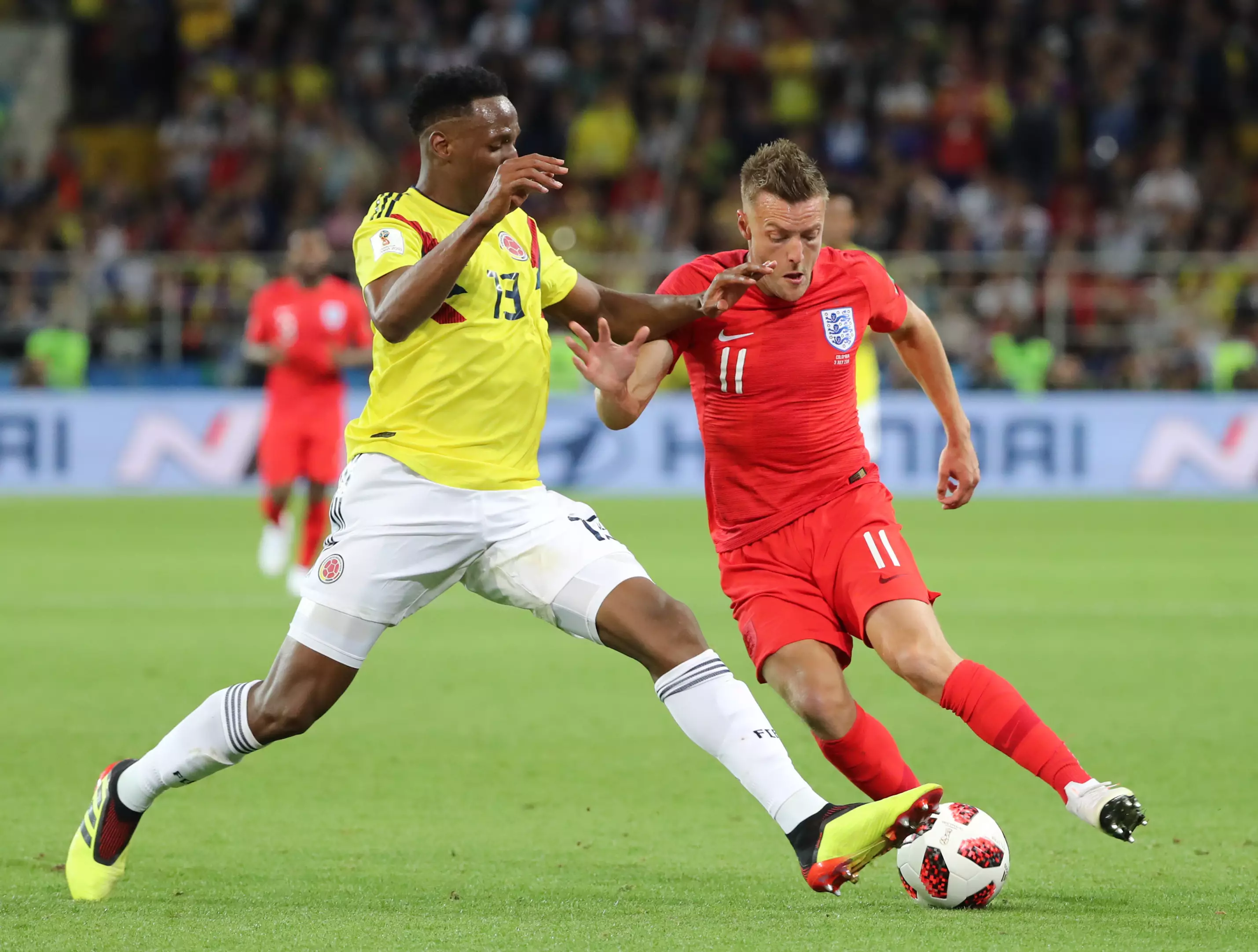 Vardy didn't have much luck against Colombia. Image: PA Images