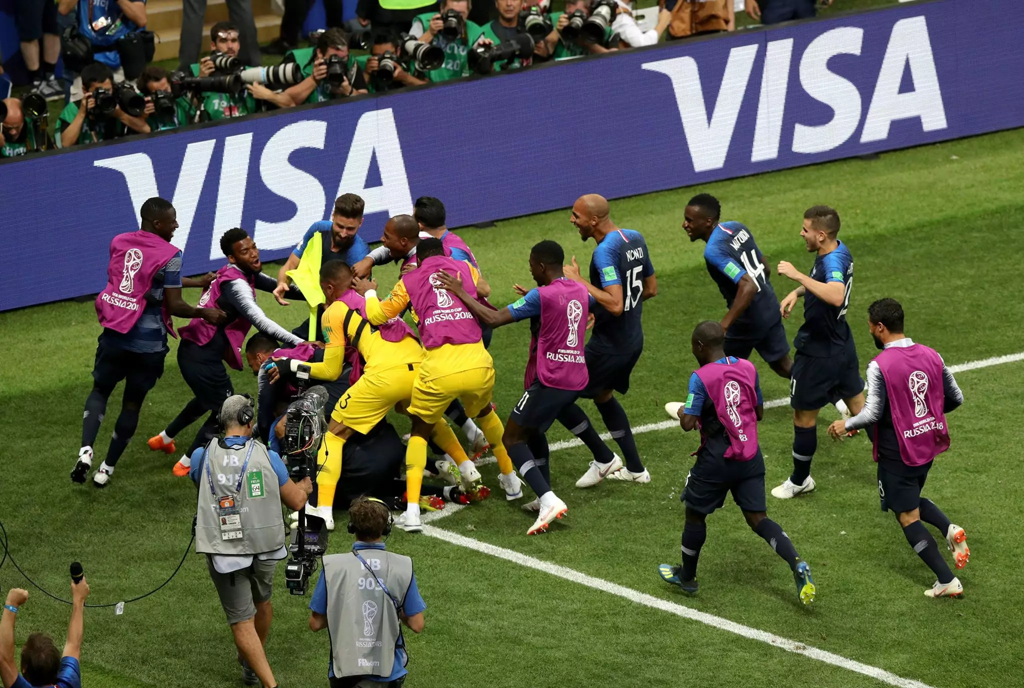 France celebrate Pogba's goal. Image: PA Images