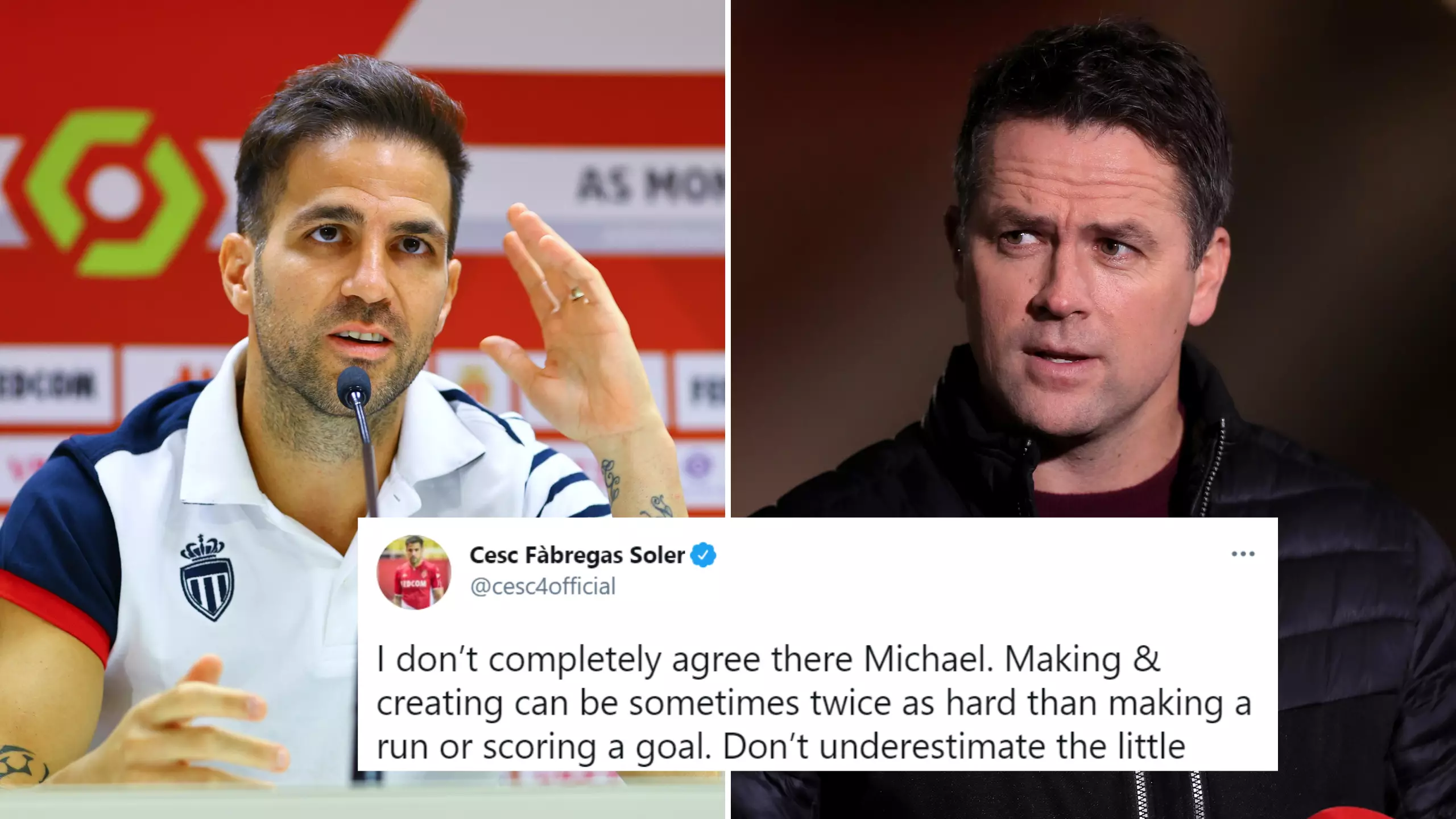 Cesc Fabregas Dismantles Michael Owen's Claim It's 'Harder To Score Goals Than Assist' With Brilliant Response