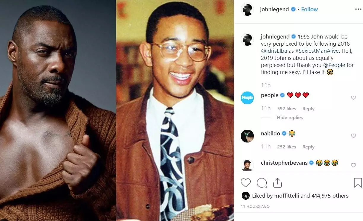 John Legend joked about his win on Instagram.