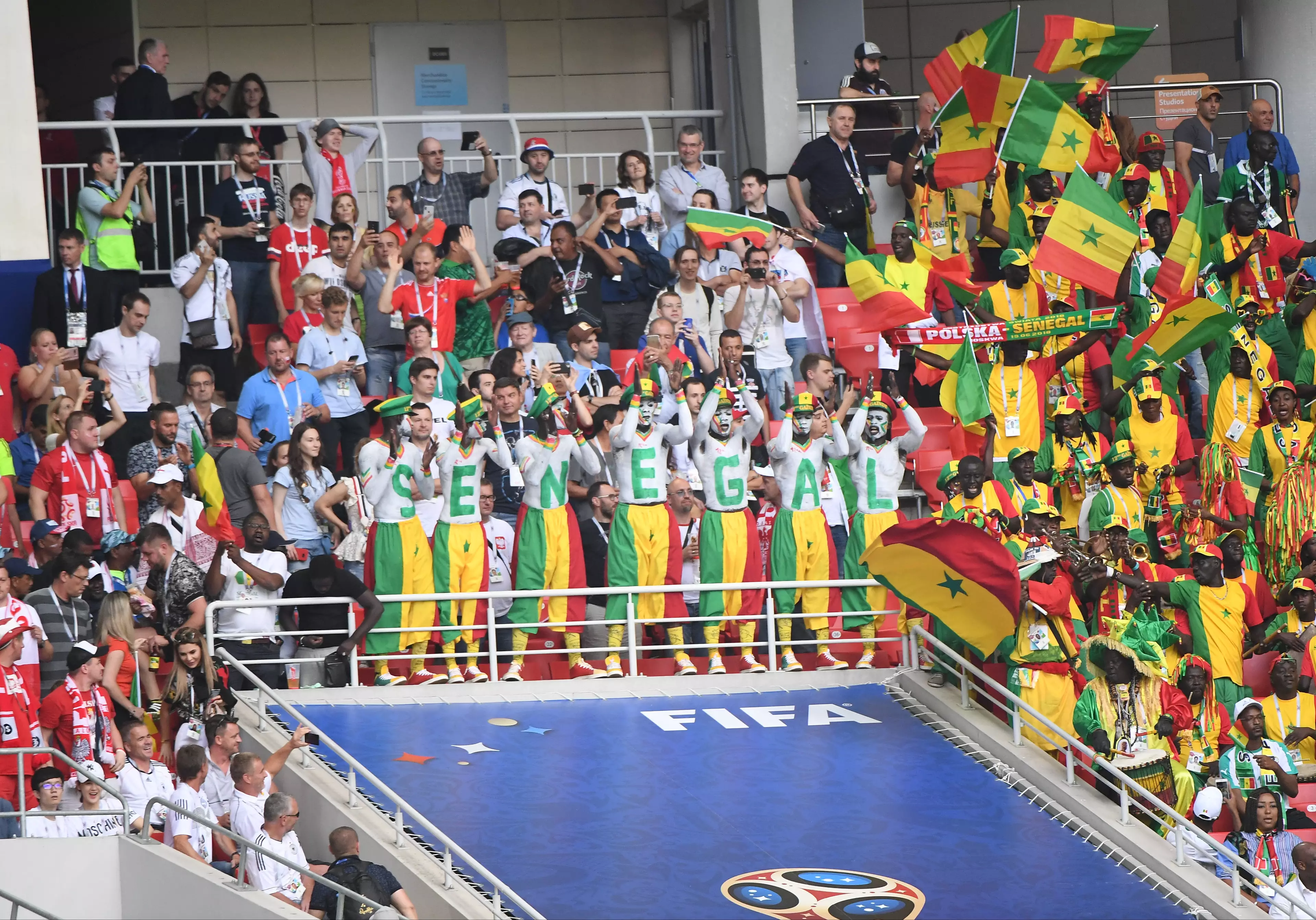 Senegal fans at the World Cup. Image: PA