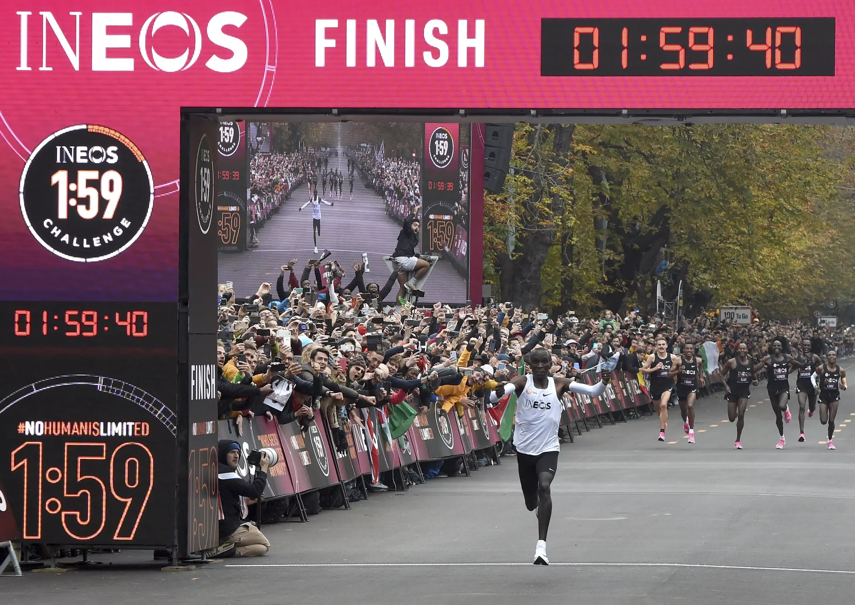 Kipchoge runs the marathon in under two hours. Image: PA Images