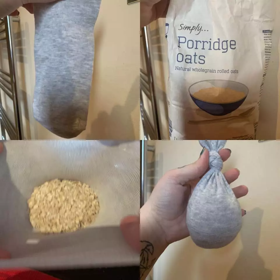 Kasey shared how to prepare an oatmeal bath online (